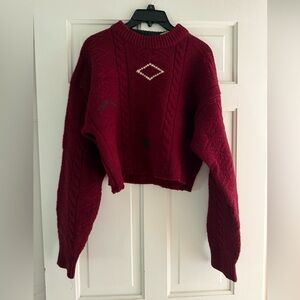 Urban Renewal Burgundy Cable Knit Sweater